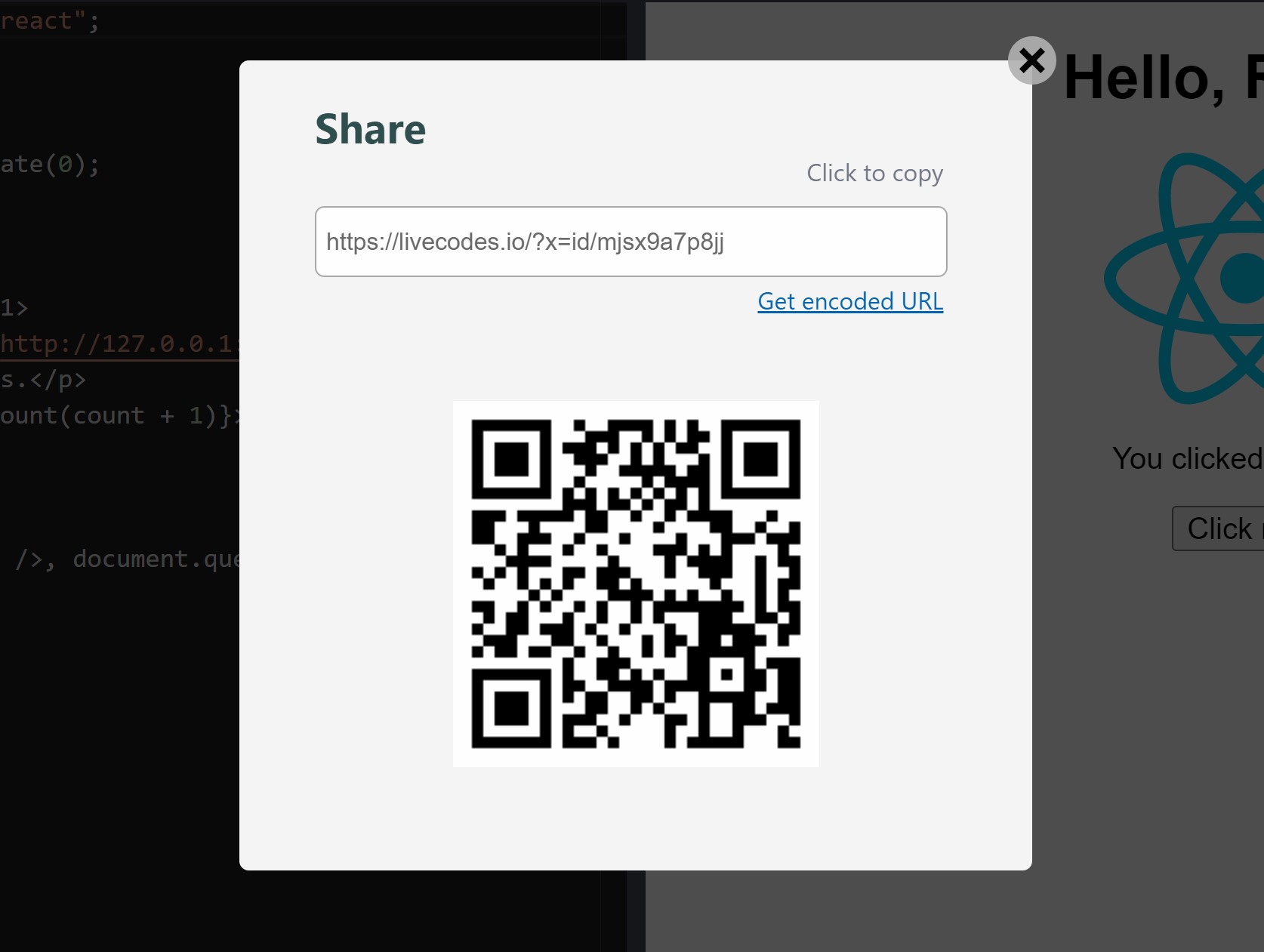 LiveCodes Share - QR code